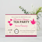 Brautparty aus Saft Party Rosa braune Streifen Einladung (Stehend Vorderseite)