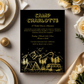 Brautparty aus schwarzem Camping Folieneinladung