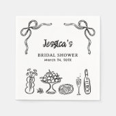 Brautparty aus schwarzem Weiß Serviette (Vorderseite)