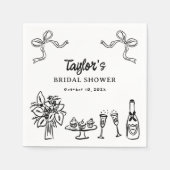 Brautparty aus schwarzem Weiß Serviette (Vorderseite)