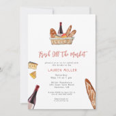 Brautparty aus Wein und Käse Einladung (Vorderseite)