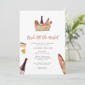 Brautparty aus Wein und Käse Einladung (Stehend Vorderseite)