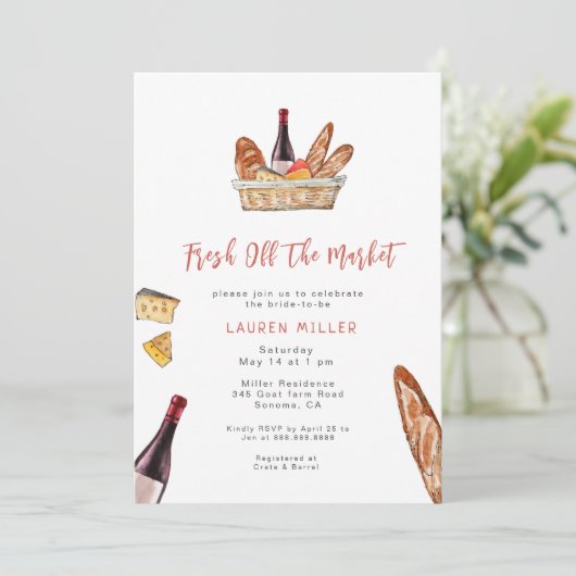 Brautparty aus Wein und Käse Einladung (Stehend Vorderseite)