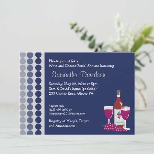 Brautparty aus Wein und Party Einladung (Stehend Vorderseite)