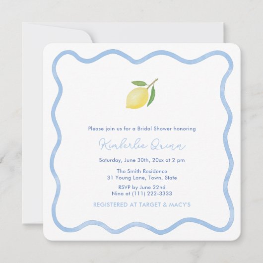 Brautparty aus weißem Lemon Einladung (Vorderseite)