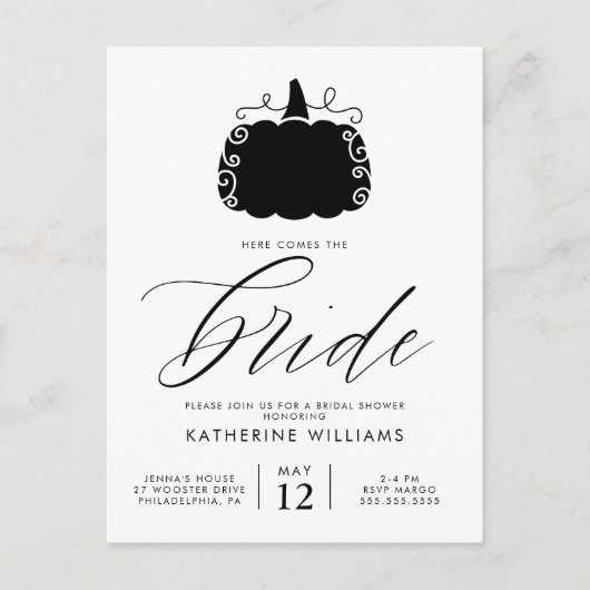 Brautparty | Autumn Pumpkin Postcard Postkarte (Vorderseite)