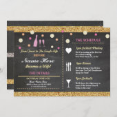 Brautparty Bachelorette Glitzer Itinerary Rosa Programm (Vorne/Hinten)