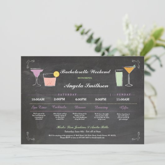 Brautparty Bachelorette Programm (Stehend Vorderseite)