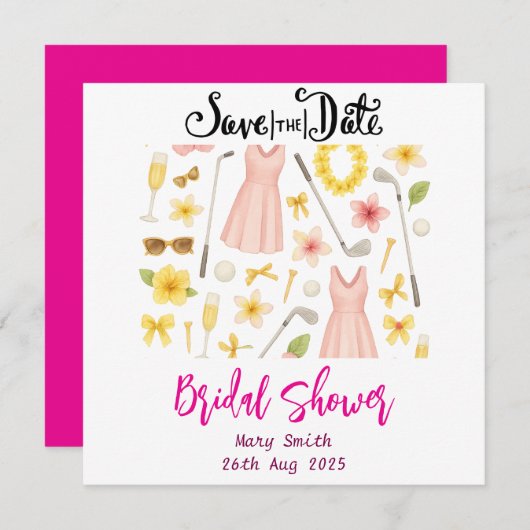 Brautparty Bachelorette zum Thema Golf Hawaii Save The Date (Vorne/Hinten)