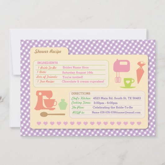 Brautparty-Backen-Rezept-Karte backen Party Einladung (Vorderseite)