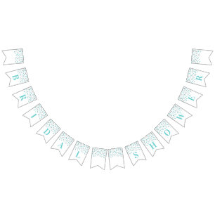 Brautparty Banner Blue Silver Confetti