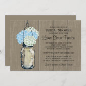 Brautparty Barn Wood Mason Jar Hydrangeas Einladung (Vorne/Hinten)