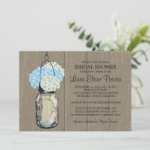 Brautparty Barn Wood Mason Jar Hydrangeas Einladung (Stehend Vorderseite)