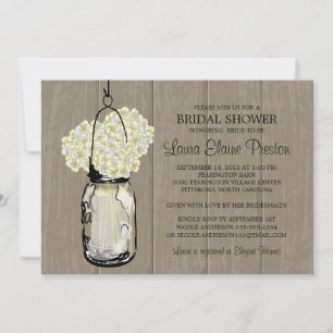 Brautparty Barn Wood Mason Jar Hydrangeas Einladung