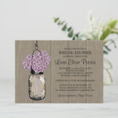 Brautparty Barn Wood Mason Jar Hydrangeas Einladung (Stehend Vorderseite)