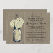 Brautparty Barn Wood Mason Jar Hydrangeas Einladung (Vorne/Hinten)