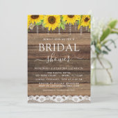 Brautparty Bauernhof Sonnenblume Rustikal Einladung (Stehend Vorderseite)
