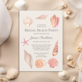 Brautparty Beach Party Pink Seashells Einladung