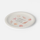 Brautparty Beach Party Pink Seashells Pappteller (Schrägansicht)