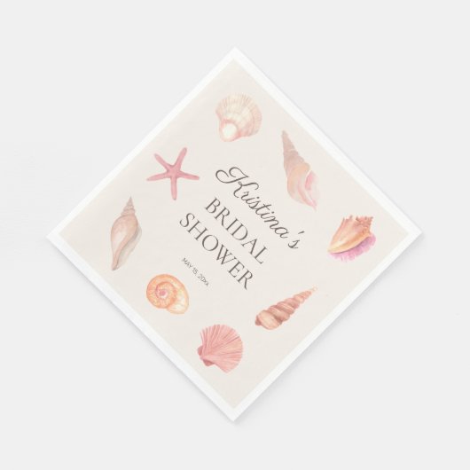 Brautparty Beach Party Pink Seashells Serviette (Ecke)