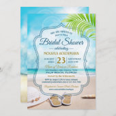 Brautparty Beach Wedding Hat Palm Leaf Seashell Einladung (Vorne/Hinten)