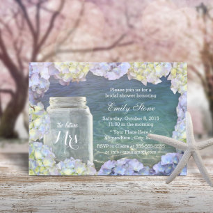 Brautparty Beach Wedding Mason Jar & Hydrangea Einladung