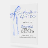 Brautparty Begrüßen Signieren Blue Bow Etwas Blau Acrylschild (Winkel)