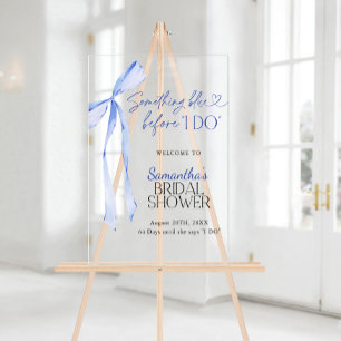 Brautparty Begrüßen Signieren Blue Bow Etwas Blau Acrylschild