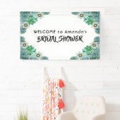 Brautparty begrüßt weiße grüne Säkuline Banner (Insitu)