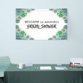 Brautparty begrüßt weiße grüne Säkuline Banner (Messeveranstaltung)