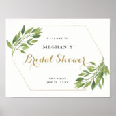 Brautparty Begrüßung im Grün und in der Goldlandsc Poster (Vorne)