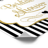 Brautparty Begrüßung Schwarzes Gold Elegante Poster (Ecke)