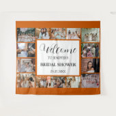 Brautparty Begrüßungsskript orange Foto Collage Wandteppich (Vorderseite (Horizontal))