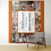 Brautparty Begrüßungsskript orange Foto Collage Wandteppich (Beispiel)