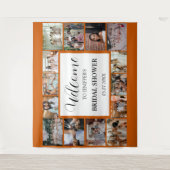 Brautparty Begrüßungsskript orange Foto Collage Wandteppich (Vorderseite)