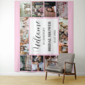 Brautparty Begrüßungsskript Pink 14 FotoCollage Wandteppich (Beispiel)