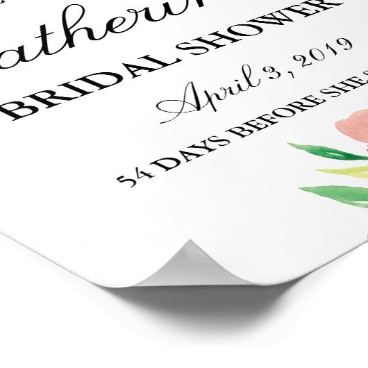 Brautparty Begrüßungszeichen Blume Poster (Ecke)