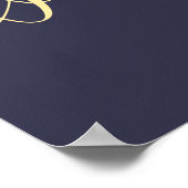 Brautparty Begrüßungszeichen | Gold und Blau Poster (Ecke)