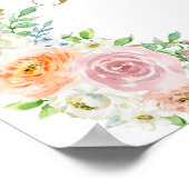 Brautparty Begrüßungszeichen | Pastellgold Blume Poster (Ecke)