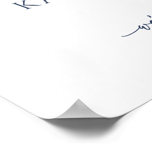 Brautparty Begrüßungszeichen Peach Navy Blauer Flo Poster (Ecke)