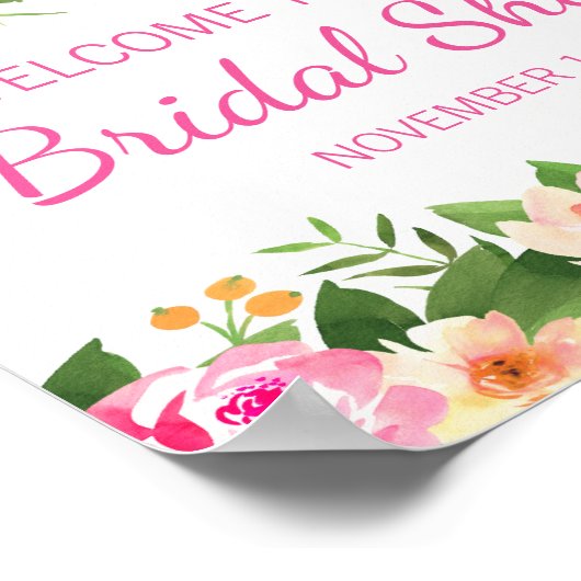 Brautparty Begrüßungszeichen Rosa und Grün Poster (Ecke)