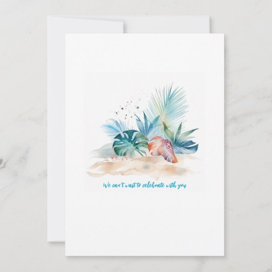 Brautparty bei der Hochzeit am Strand Einladung (Rückseite)