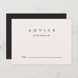Brautparty Beratung für die Bride Black und Taupe Hinweiskarte