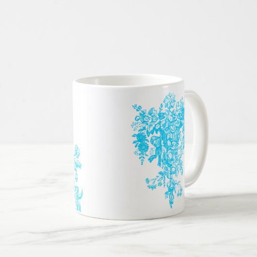 Brautparty-Bevorzugungs-Blumenkorb-Türkis Kaffeetasse (VorderseiteRechts)
