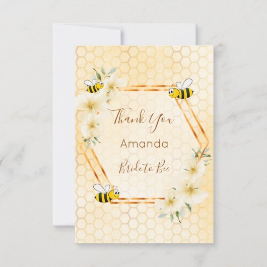 Brautparty Bienen Honigwabenblüte Dankeskarte (Vorderseite)