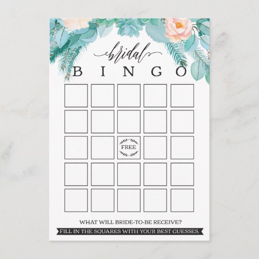 Brautparty Bingo Begleitkarte (Vorderseite)