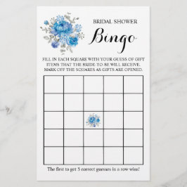 Brautparty Bingo Blueflower Game Card Flyer