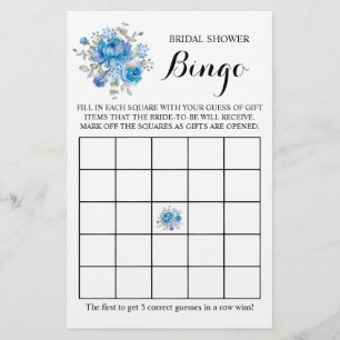 Brautparty Bingo Blueflower Game Card Flyer