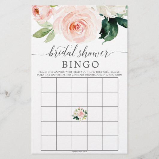 Brautparty Bingo Game Blushing Blogs (Vorderseite)