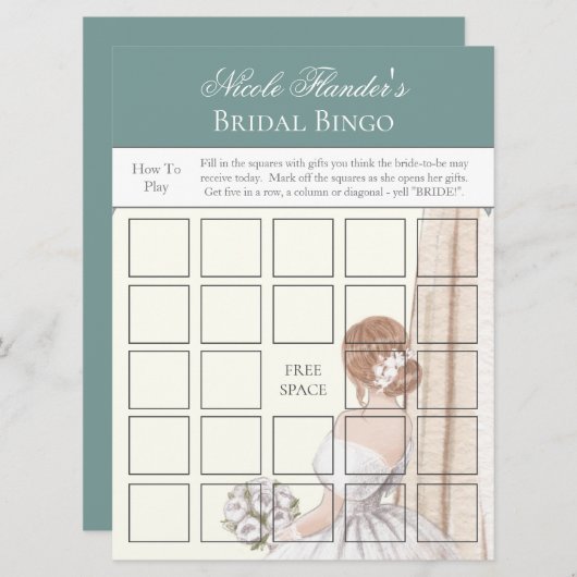 Brautparty - Bingo Game Card Einladung (Vorne/Hinten)